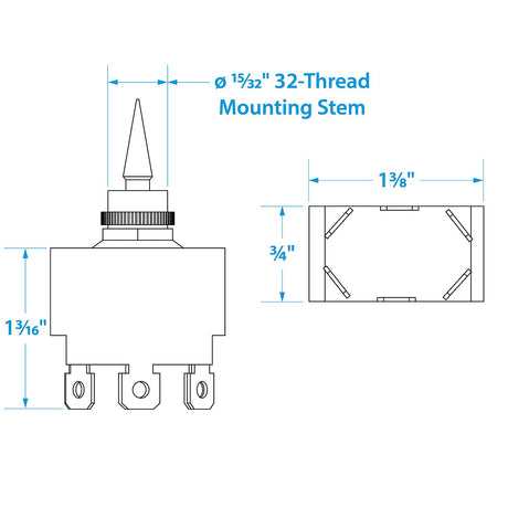Seachoice 3-Position Toggle Switch, Momentary On/Off/Momentary On