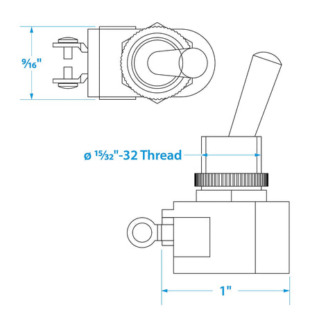 Seachoice 2-Position Heavy Duty Toggle Switch, On/Off, 2 Screw Type Terminals