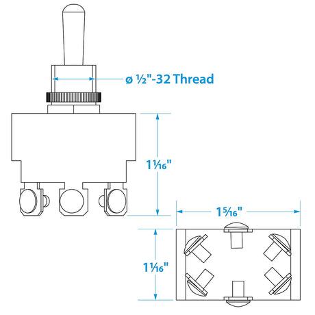 Seachoice 3-Position Heavy Duty Toggle Switch, On/Off/On