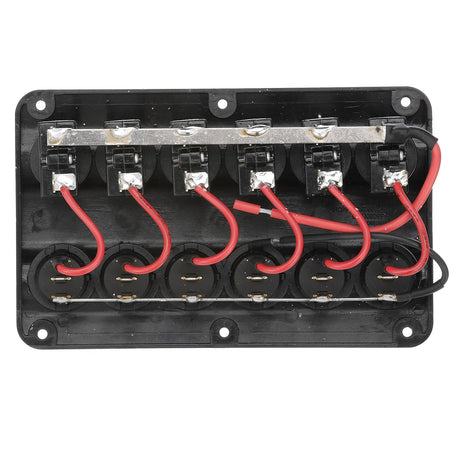 Seachoice 12331 LED 12V 6-Switch Distribution Panel, Pre-Wired, Boat Panel Mount
