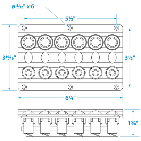Seachoice 12331 LED 12V 6-Switch Distribution Panel, Pre-Wired, Boat Panel Mount