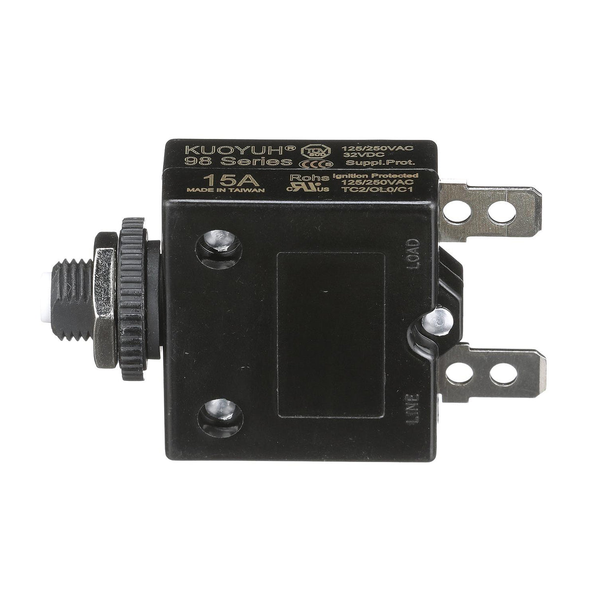 Seachoice Circuit Breaker, Push to Reset, 15 Amp