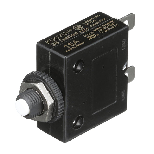 Seachoice Circuit Breaker, Push to Reset, 15 Amp