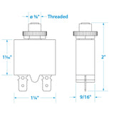 Seachoice Circuit Breaker, Push to Reset, 15 Amp