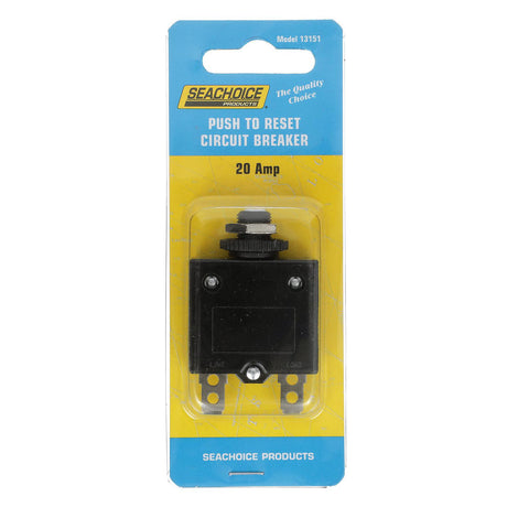 Seachoice Circuit Breaker, Push to Reset, 20 Amp