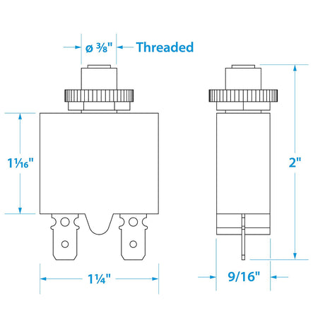 Seachoice Circuit Breaker, Push to Reset, 20 Amp