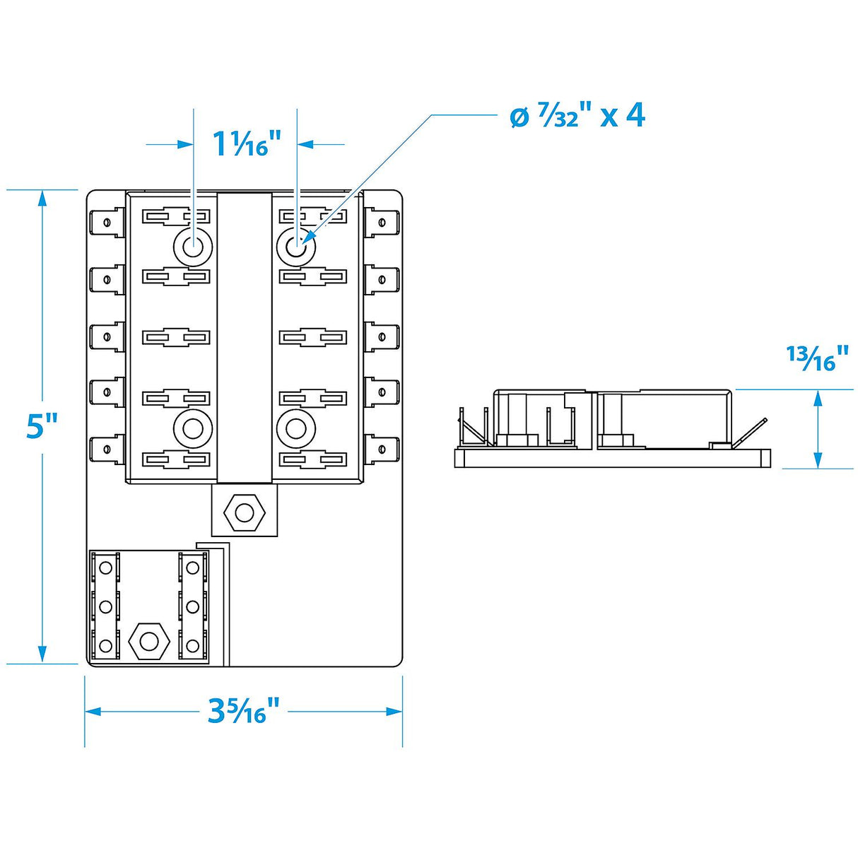 Seachoice Fuse Block ATO/ATC, 10 Gang Ground Bar 12V