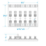 Seachoice 6-Gang Fuse and Terminal Block, Brass Clips and Contacts, SFE 20 Amp of 3AG Fuse