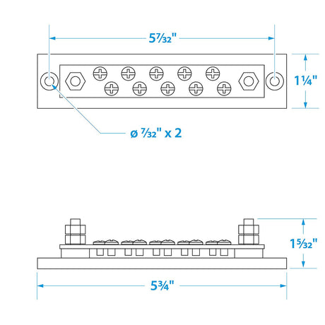Seachoice 13631 Terminal Block, 10-Gang, Brass Clips and Contacts