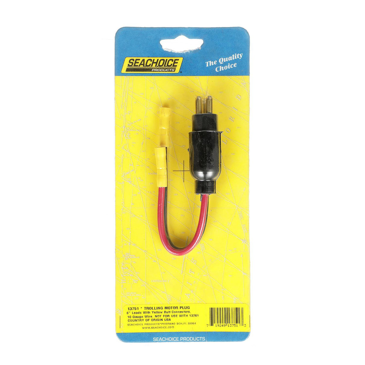 Seachoice Trolling Motor Plug, Straight, Male, Motor Side, 6 in. Lead Wires