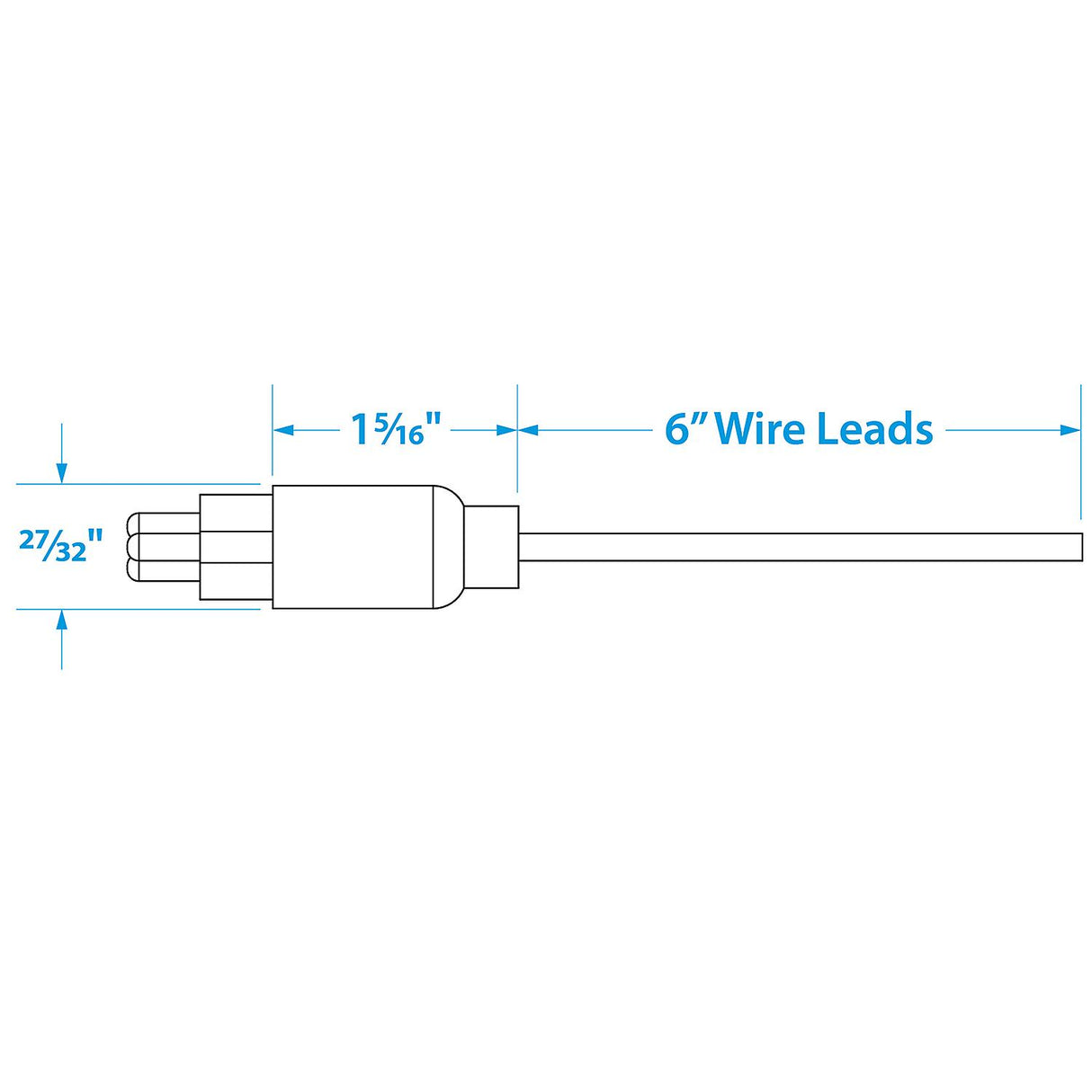Seachoice Trolling Motor Plug, Straight, Male, Motor Side, 6 in. Lead Wires