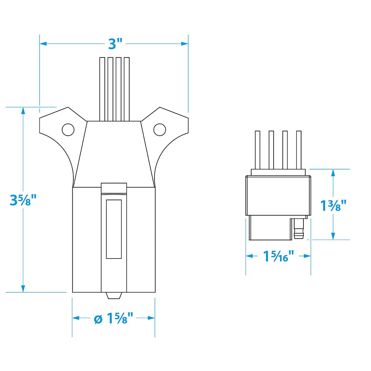 Seachoice 13831 7-Way Connector to Adapt to 4-Way Trailer