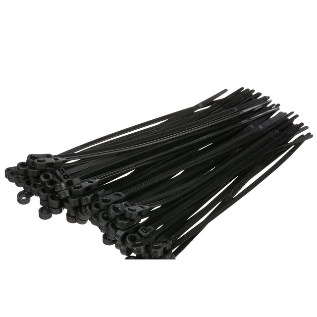 Seachoice 14171 Cable Ties, 8 In. Long, Mounting Design, 50 Lbs. Max Load, UV Black, Pack of 100