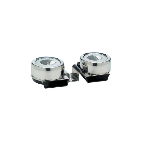 Seachoice 14521 Compact Electric Horns, 108 dB, Twin Horns w/ Stainless Steel Covers, 12V DC Power, 8 Amp