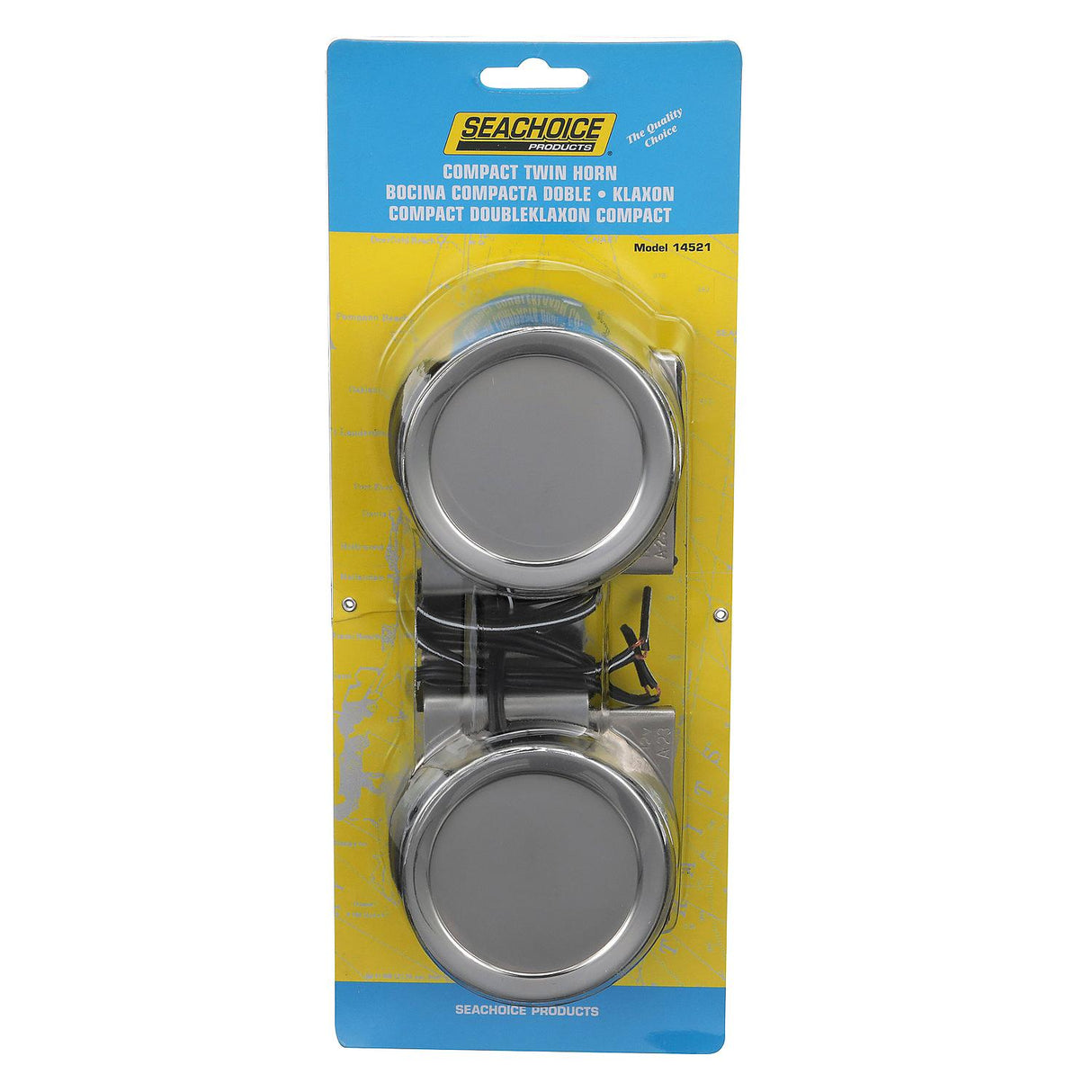 Seachoice 14521 Compact Electric Horns, 108 dB, Twin Horns w/ Stainless Steel Covers, 12V DC Power, 8 Amp