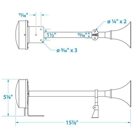 Seachoice 14541 Single Trumpet Horn, Stainless Steel Tube and Mounting Bracket, 106 dB, 16-3/4 Inches Long, 12V