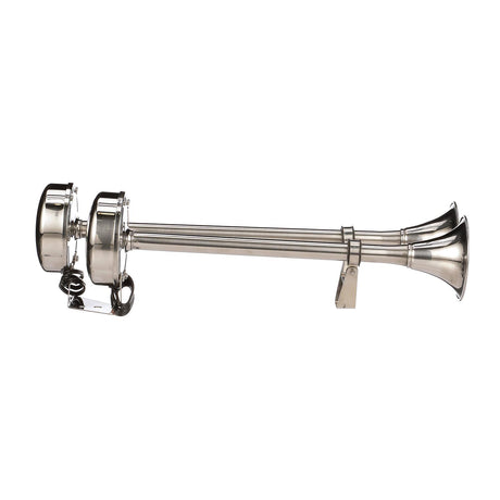 Seachoice 14561 Stainless Steel Dual Trumpet Horn, Vibration-Free Mounting Pad, 20-3/4 in. Long, 12V