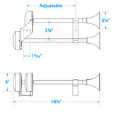 Seachoice 14561 Stainless Steel Dual Trumpet Horn, Vibration-Free Mounting Pad, 20-3/4 in. Long, 12V