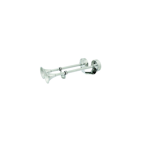 Seachoice 14631 Dual Trumpet Electric Horn, Stainless Steel, 123 dB Rating, 24V, 5 Max Amps. 18-1/2 in. L X 8 in. W X 5 in. H