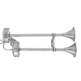 Seachoice 14631 Dual Trumpet Electric Horn, Stainless Steel, 123 dB Rating, 24V, 5 Max Amps. 18-1/2 in. L X 8 in. W X 5 in. H