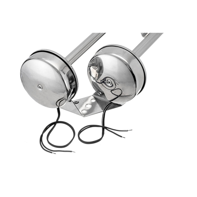 Seachoice 14631 Dual Trumpet Electric Horn, Stainless Steel, 123 dB Rating, 24V, 5 Max Amps. 18-1/2 in. L X 8 in. W X 5 in. H