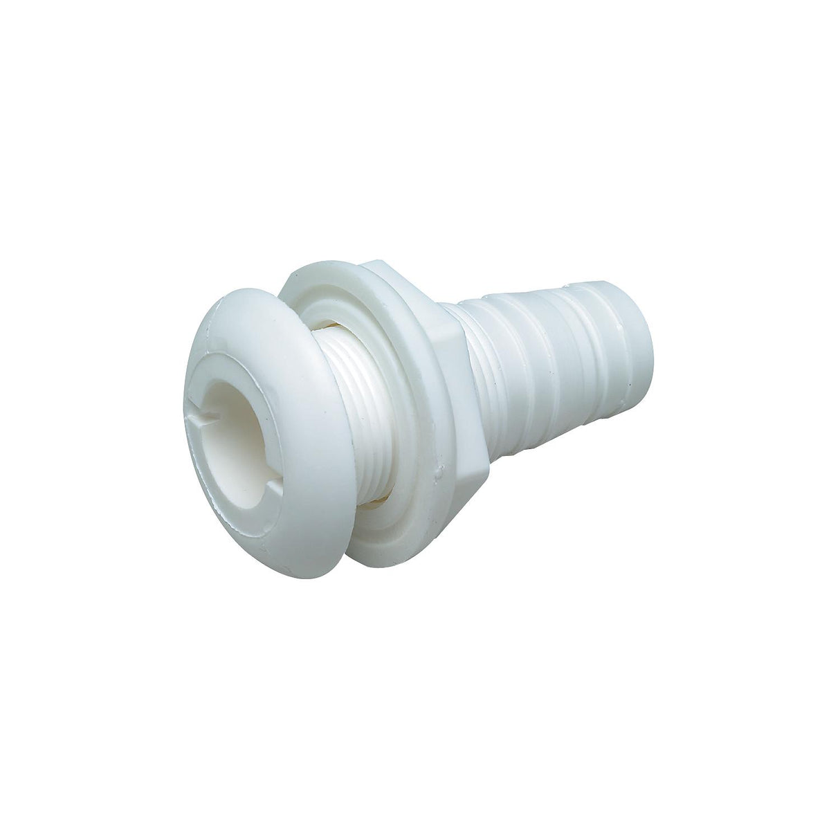 Seachoice Thru-Hull Connector w/ Broad Flange, White Finish, 1.5 In.