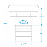 Seachoice Thru-Hull Connector w/ Broad Flange, White Finish, 1.5 In.