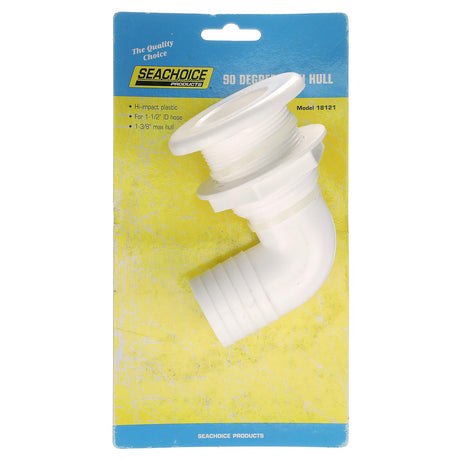 Seachoice 90-Degree Thru-Hull Connector, Fits 1-1/2 in. ID Hose, 1-3/8 in. Max Hull