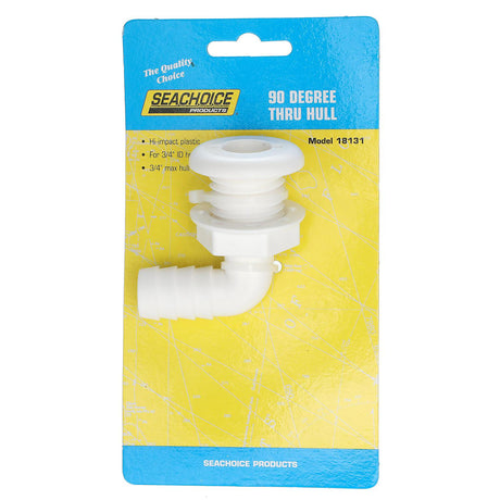 Seachoice 90-Degree Angled Thru-Hull Connector, White Finish, 0.75 in.