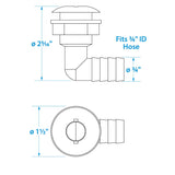 Seachoice 90-Degree Angled Thru-Hull Connector, White Finish, 0.75 in.