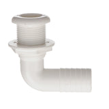 Seachoice 90-Degree Thru-Hull Connector, Fits 1-1/8 In. ID Hose, 1-1/8 In. Max Hull