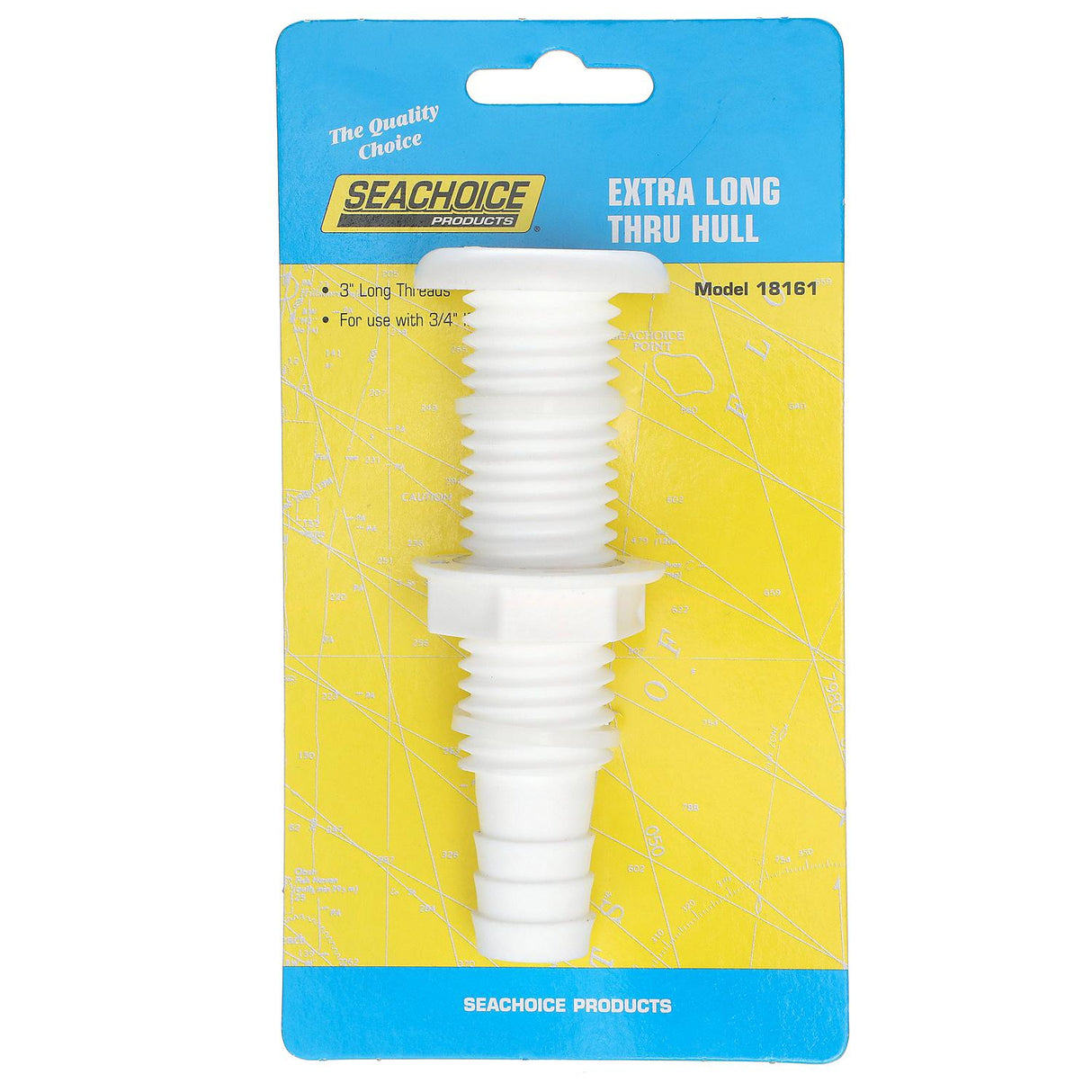 Seachoice Polypropylene Extra Long Thru-Hull Connector for 3/4 in. ID Hose, White Finish