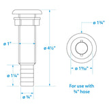 Seachoice Polypropylene Extra Long Thru-Hull Connector for 3/4 in. ID Hose, White Finish