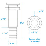 Seachoice Extra Long Thru-Hull Fitting w/ Broad Flange For 1-1/8 In. ID Hose, 3 In. Long Thread
