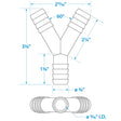 Seachoice 3-Way Y Fitting, Fits 3/4 in. ID Hose, Black Plastic