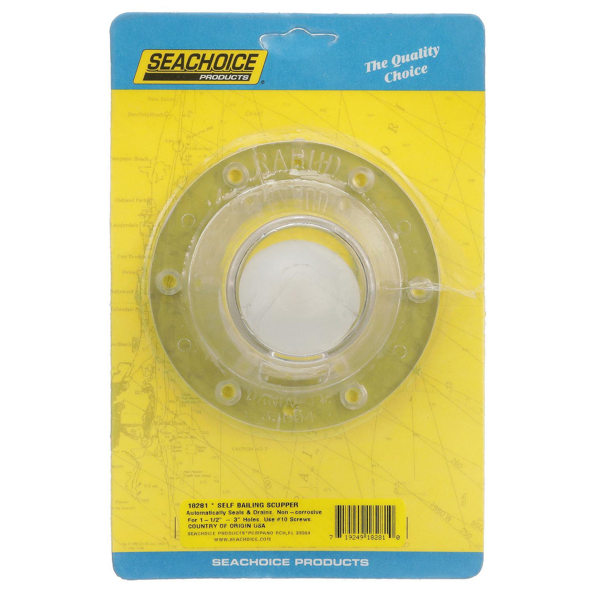 Seachoice Self-Bailing Scupper, Large, Clear, Fits 1.5-3 In. Openings