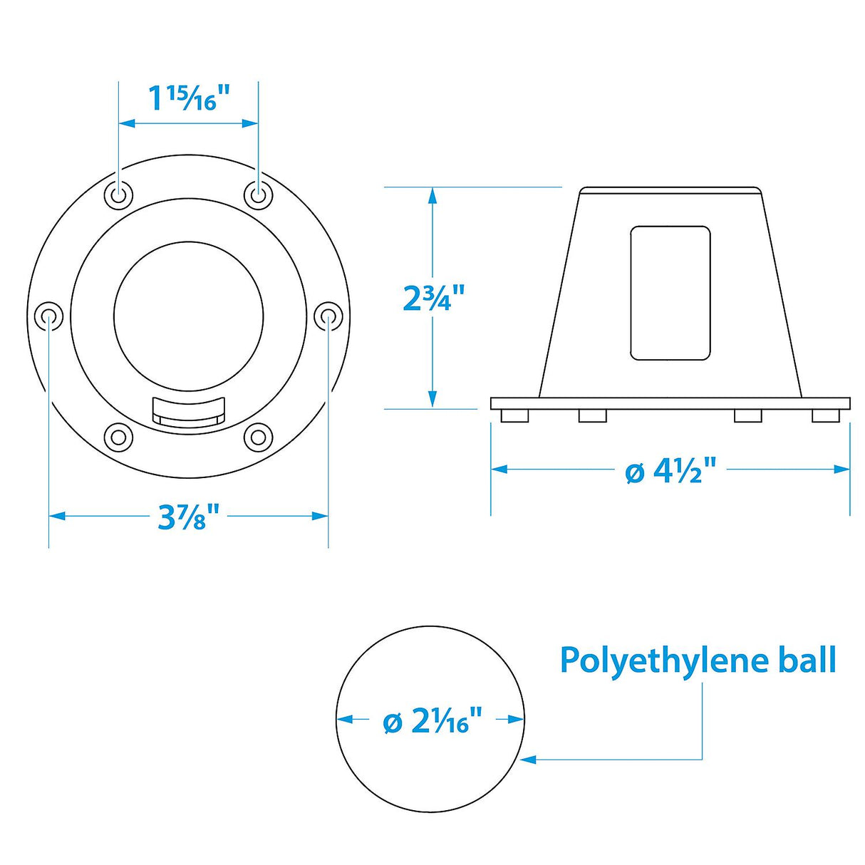 Seachoice Self-Bailing Scupper, Large, Clear, Fits 1.5-3 In. Openings