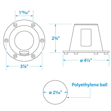 Seachoice Self-Bailing Scupper, Large, Clear, Fits 1.5-3 In. Openings