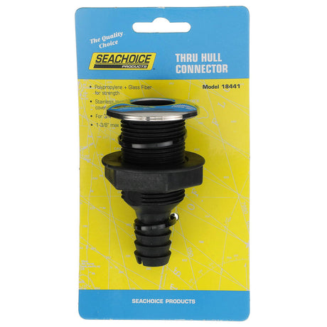 Seachoice Covered Thru-Hull Fitting w/ Stainless-Steel Flange, Fits 3/4 In. ID Hose