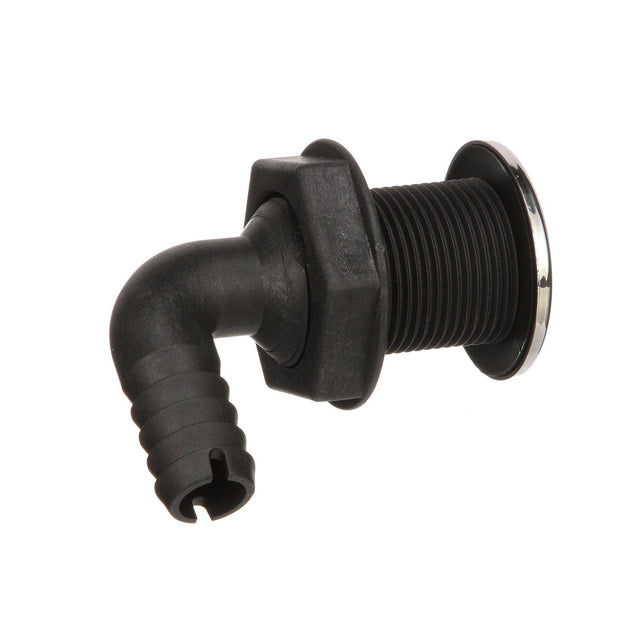 Seachoice 90-Degree Thru-Hull Connector, Fits 3/4 In. ID Hose, 1-3/8 In. Max Hull, White