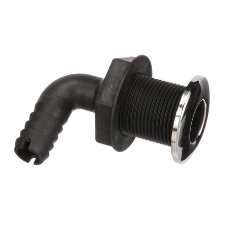 Seachoice 90-Degree Thru-Hull Connector, Fits 3/4 In. ID Hose, 1-3/8 In. Max Hull, White