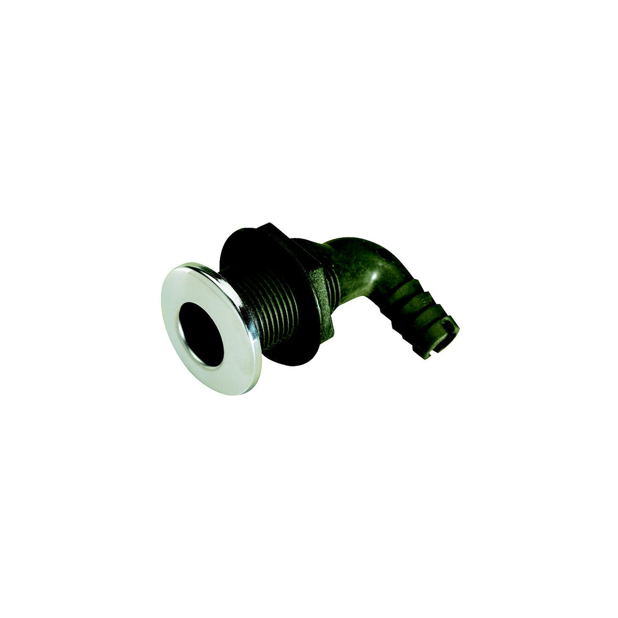 Seachoice 90-Degree Thru-Hull Connector, Fits 3/4 In. ID Hose, 1-3/8 In. Max Hull, White