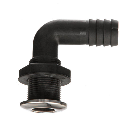 Seachoice 90-Degree Thru-Hull Connector, Fits 1-1/8 In. ID Hose, 1-3/8 In. Max Hull