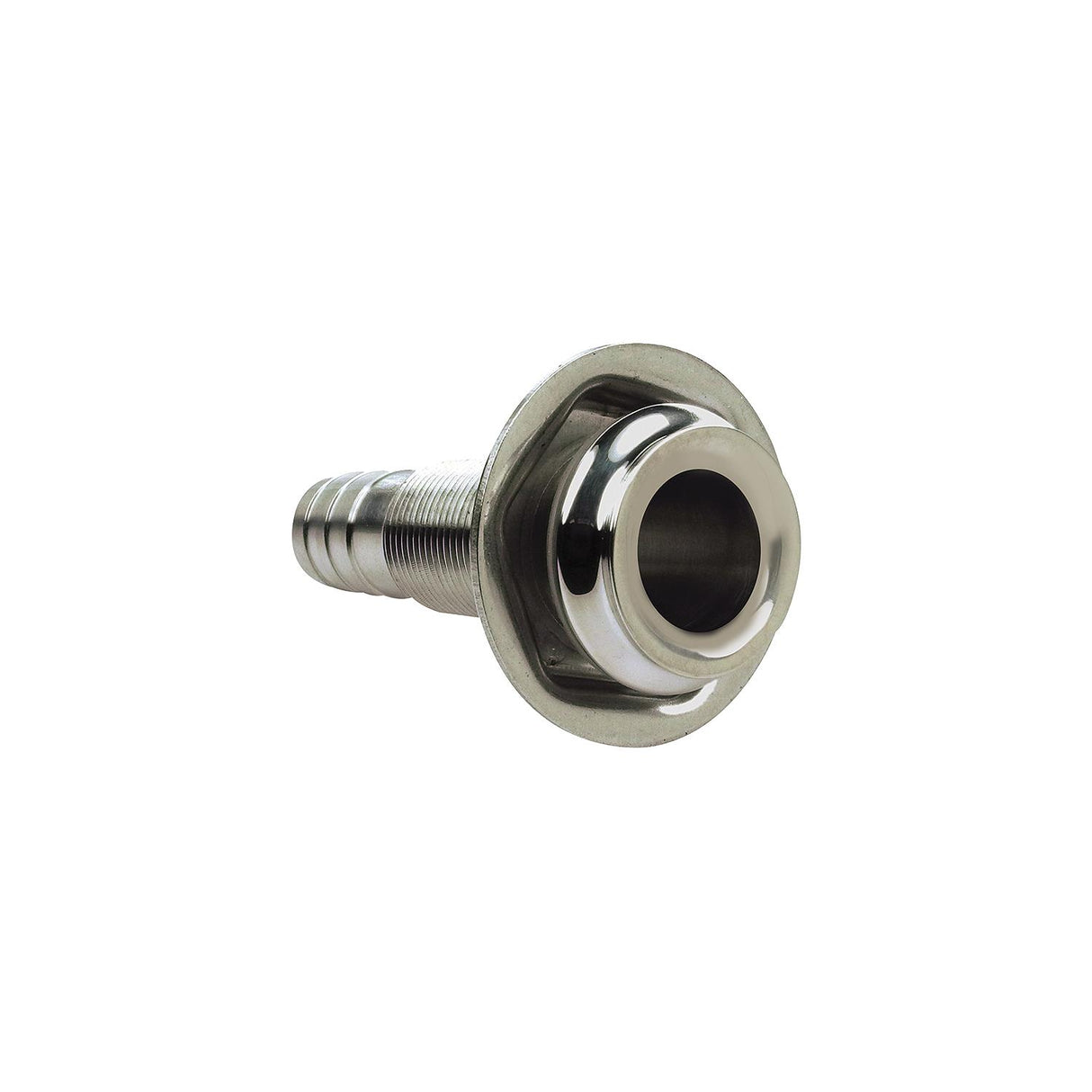 Seachoice Mega-Flow Dripless Thru Hull Fitting, 316 Stainless Steel, Fits 5/8 in. Hose, 1-1/2 in. Max. Hull