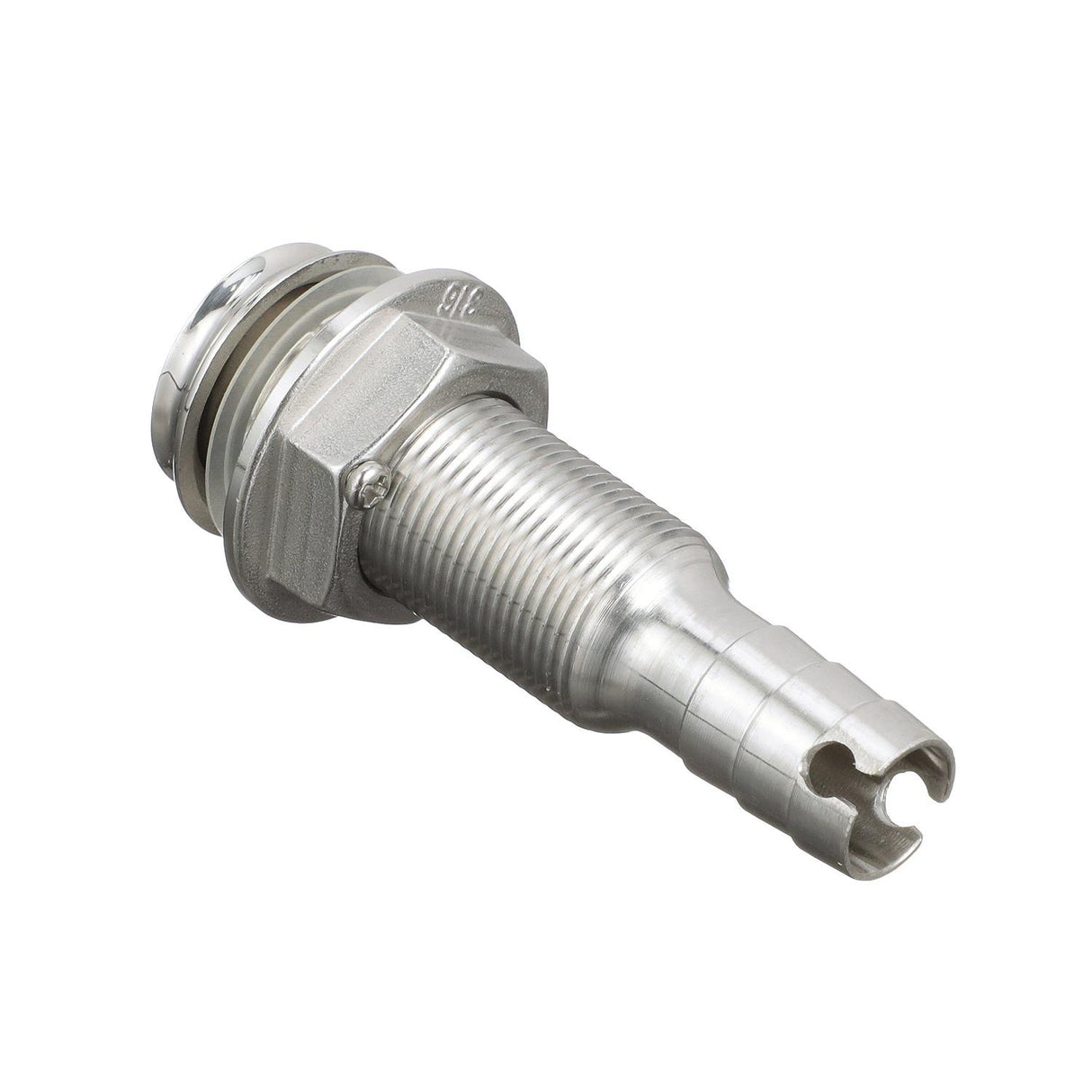 Seachoice Mega-Flow Dripless Thru Hull Fitting, 316 Stainless Steel, Fits 5/8 in. Hose, 1-1/2 in. Max. Hull
