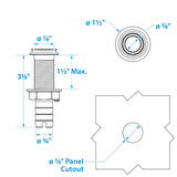 Seachoice Mega-Flow Dripless Thru Hull Fitting, 316 Stainless Steel, Fits 3/4 in. Hose, 1-1/2 in. Max. Hull