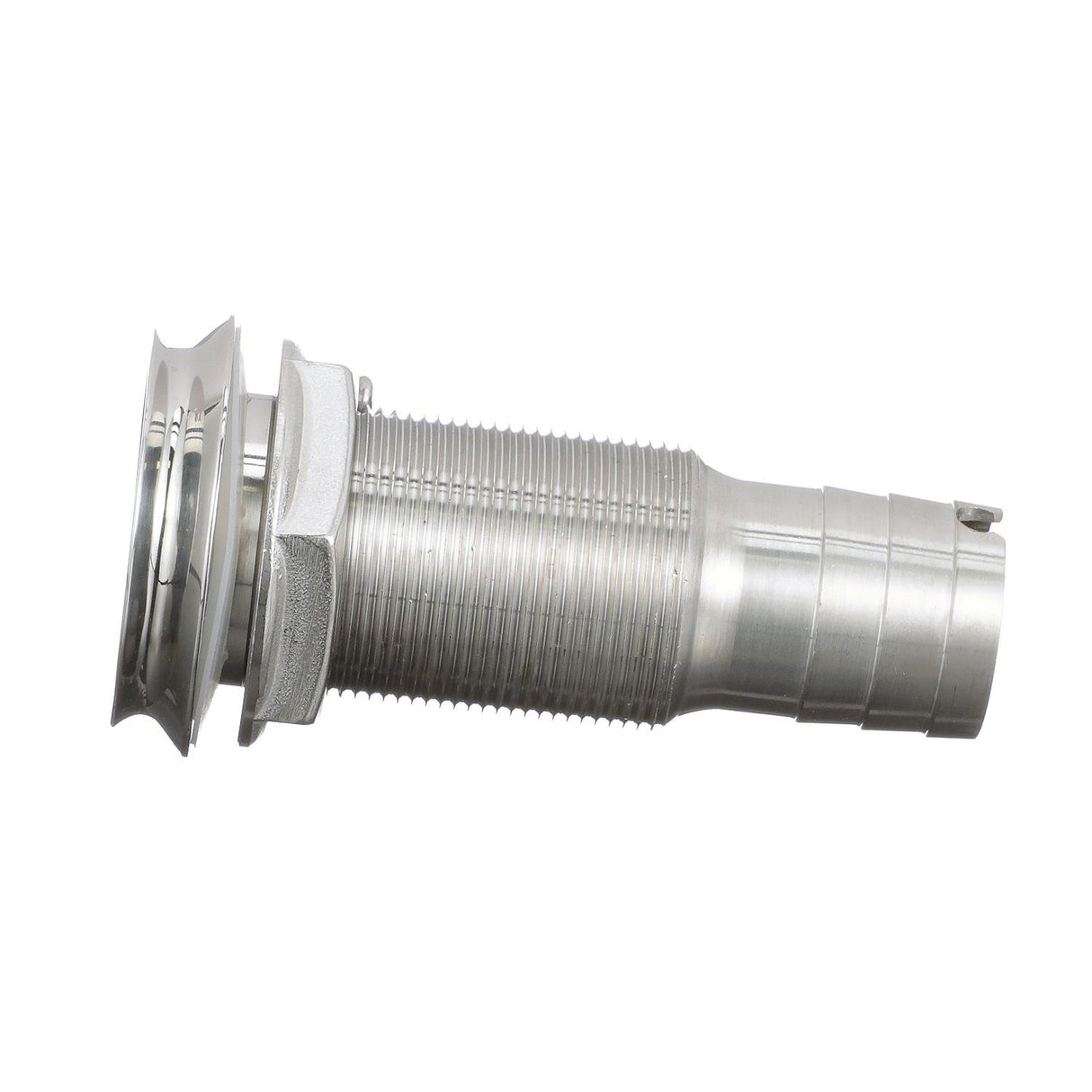 Seachoice Mega-Flow Dripless Thru Hull Fitting, 316 Stainless Steel, Fits 1 in. Hose, 1-1/2 in. Max. Hull