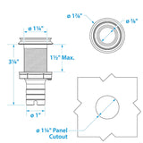 Seachoice Mega-Flow Dripless Thru Hull Fitting, 316 Stainless Steel, Fits 1 in. Hose, 1-1/2 in. Max. Hull