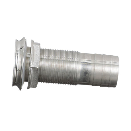 Seachoice Mega-Flow Dripless Thru Hull Fitting, 316 Stainless Steel, Fits 1-1/8 in. Hose, 1-1/2 in. Max. Hull