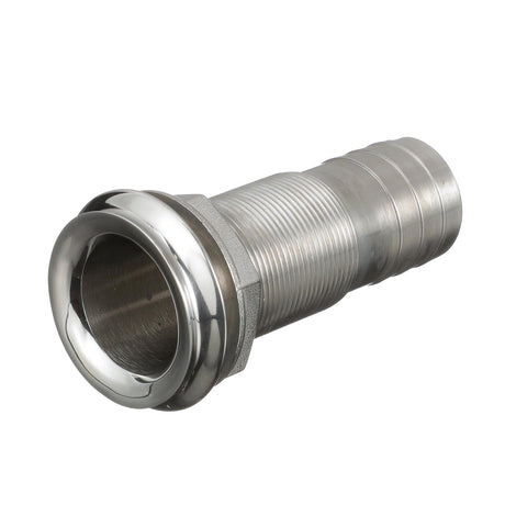Seachoice Mega-Flow Dripless Thru Hull Fitting, 316 Stainless Steel, Fits 1-1/8 in. Hose, 1-1/2 in. Max. Hull